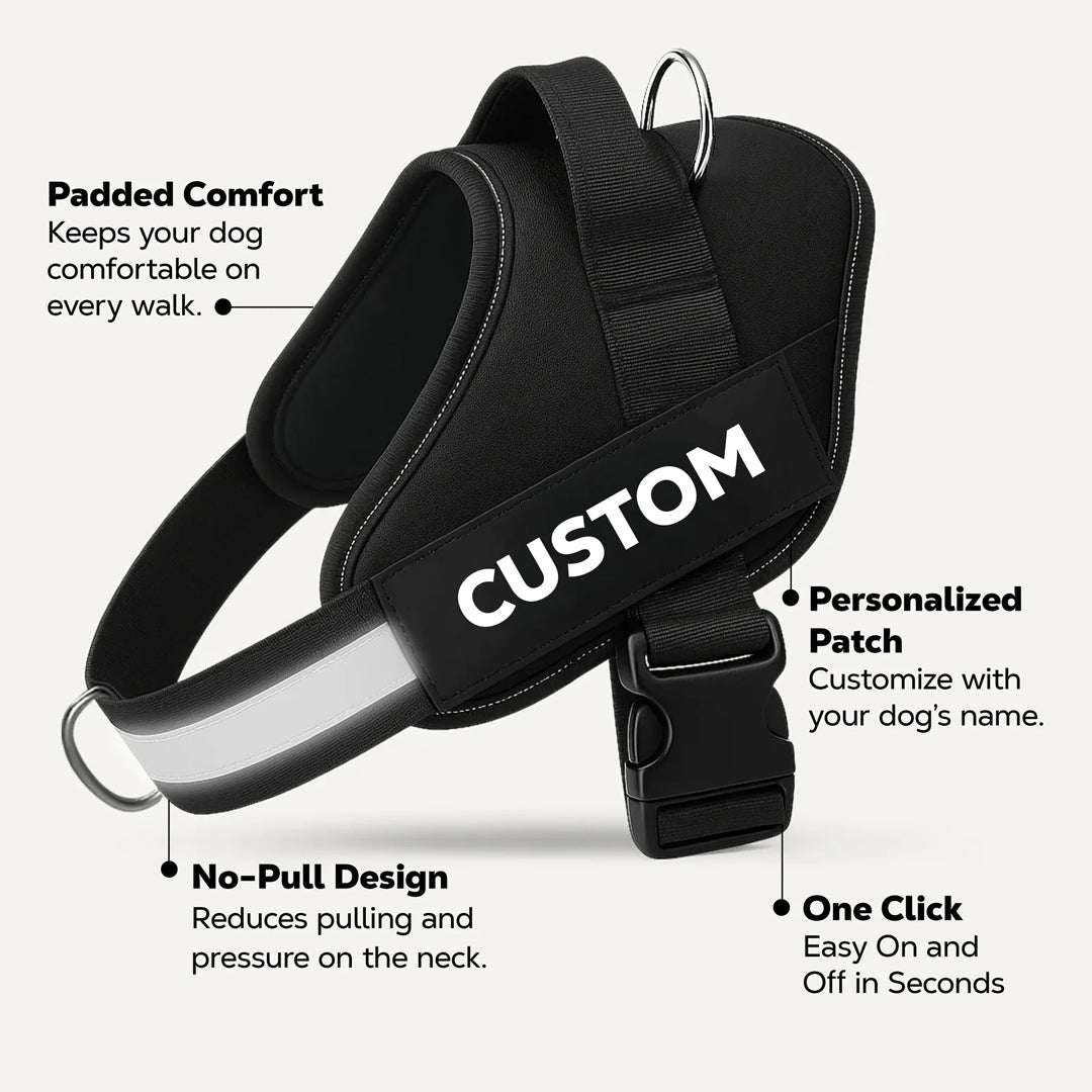 Shoplunvella black custom reflective no-pull dog harness