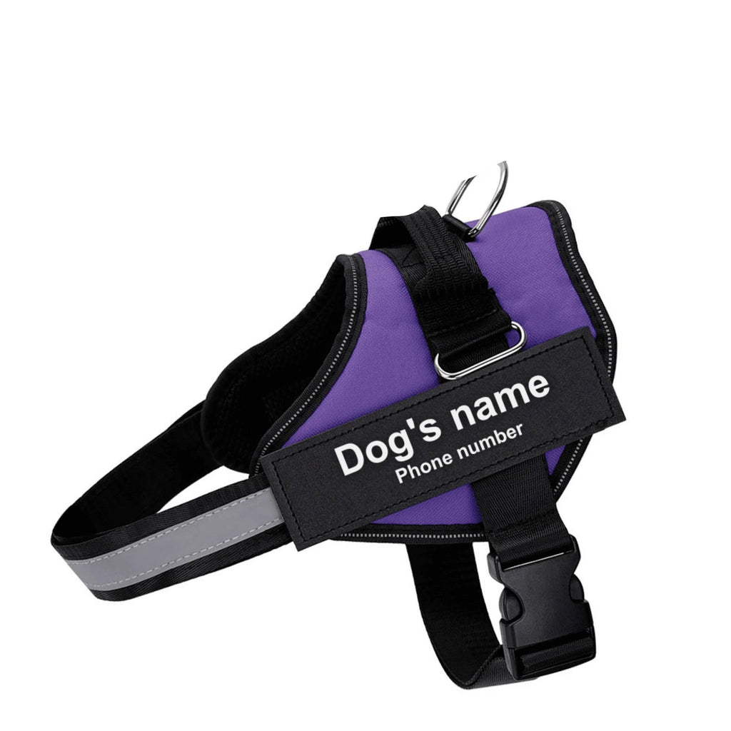 Shoplunvella purple custom reflective no-pull dog harness